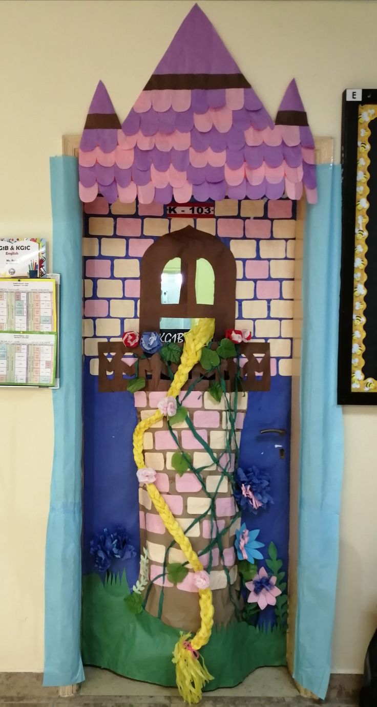 a door decorated to look like a castle