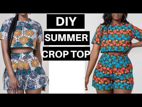 How to Cut and Sew a Simple Top | How to Make a Summer Crop Top | Sewing Projects |Pattern Drafting Sewing A Crop Top, Simple Crop Top Sewing Pattern, Crop Top Sewing Pattern Design, How To Cut A Crop Top, Ankara Shorts And Top For Ladies, Patron Crop Top, Sew Crop Top, Crop Top Sewing, Top Pattern Sewing