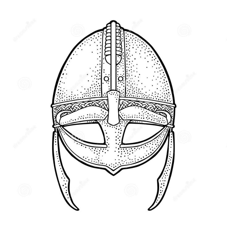 an ancient helmet in black and white on a white background stock photo, royalty illustration