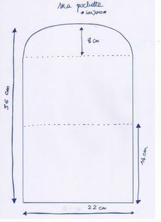 a drawing of a rectangular shape with measurements for the top and bottom half of it