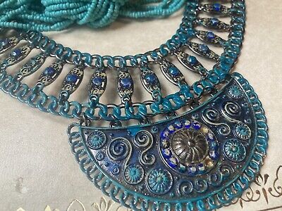 Tribal Blues Ethnic Boho Love Handpainted Seed Beads    | eBay Indian Beaded Jewelry, Hippie Bohemian, Fashion Jewelry Necklaces, Wire Jewelry, Fashion Watches, Seed Beads, Jewelry Necklace Pendant, Beaded Jewelry, Original Box