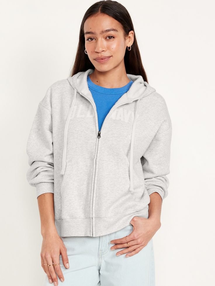 available exclusively online and at outlet stores drawstring hood drop-shoulder sleeves full-zip front hand-warming pockets rib-knit trim relaxed fit hits below waist models are approx.  5'9" and wear sizes s (4), l (12) and xl (18)machine wash according to the care instruction label Sporty Hooded Jacket With Ribbed Cuffs For Fall, Spring Hoodie With Pockets Relaxed Fit, Spring Hoodie With Pockets In Relaxed Fit, Casual Hooded Sweats With Pockets, Casual Winter Sweats With Drawstring Hood, Athleisure Sweats With Double-lined Hood, Relaxed Fit Hooded Sweats For Fall, Fall Athleisure Hooded Jacket With Ribbed Cuffs, Comfy Spring Hoodie With Pockets