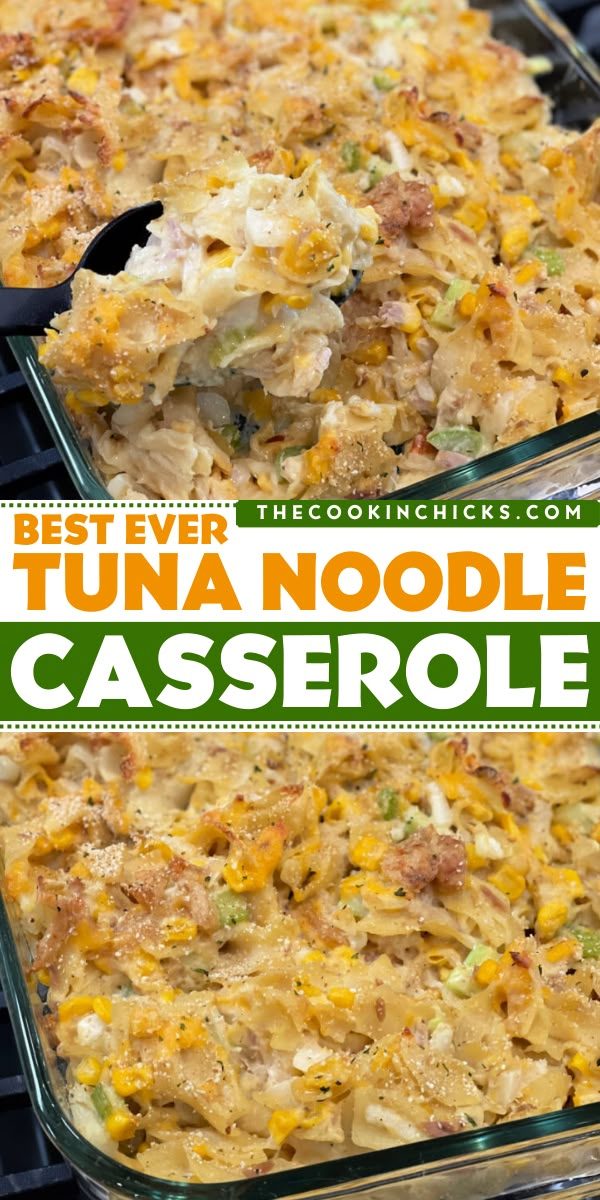 Looking for easy dinner ideas? Weeknight dinners for family have never been quicker with this creamy tuna noodle casserole! It's a tried-and-true recipe for classic comfort food. Enjoy this cheesy tuna noodle casserole with the whole family! Tuna Noodle Casserole Cream Cheese, Egg Noodle Tuna Casserole Recipes, Tuna Noodle Casserole Corn Flakes, Tuna Casarole Recipes, One Pot Creamy Tuna Noodle Casserole, Tuna Melt Casserole Recipe, Recipes Using Canned Tuna Fish, Keto Tuna Noodle Casserole, Fresh Tuna Casserole Recipes