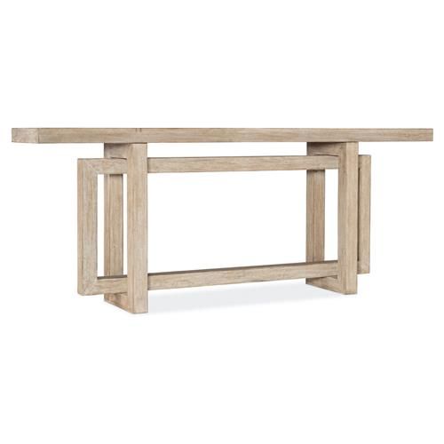 a wooden table with two legs and a shelf on the top, against a white background