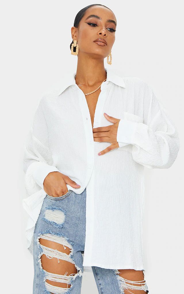 Women's Oversized Clothing | Oversized | PrettyLittleThing USA White Oversized Shirt Outfit, Shirt Photoshoot, Oversized Shirt Outfit, Crop Top Blanc, Women Suits Wedding, Oversized White Shirt, Plain White Shirt, Oversized Outfit, Baggy Clothes