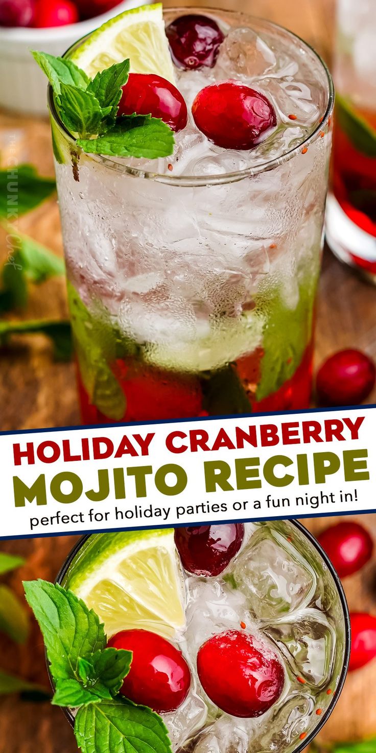 the holiday cranberry mojito recipe is perfect for holiday parties or a fun night