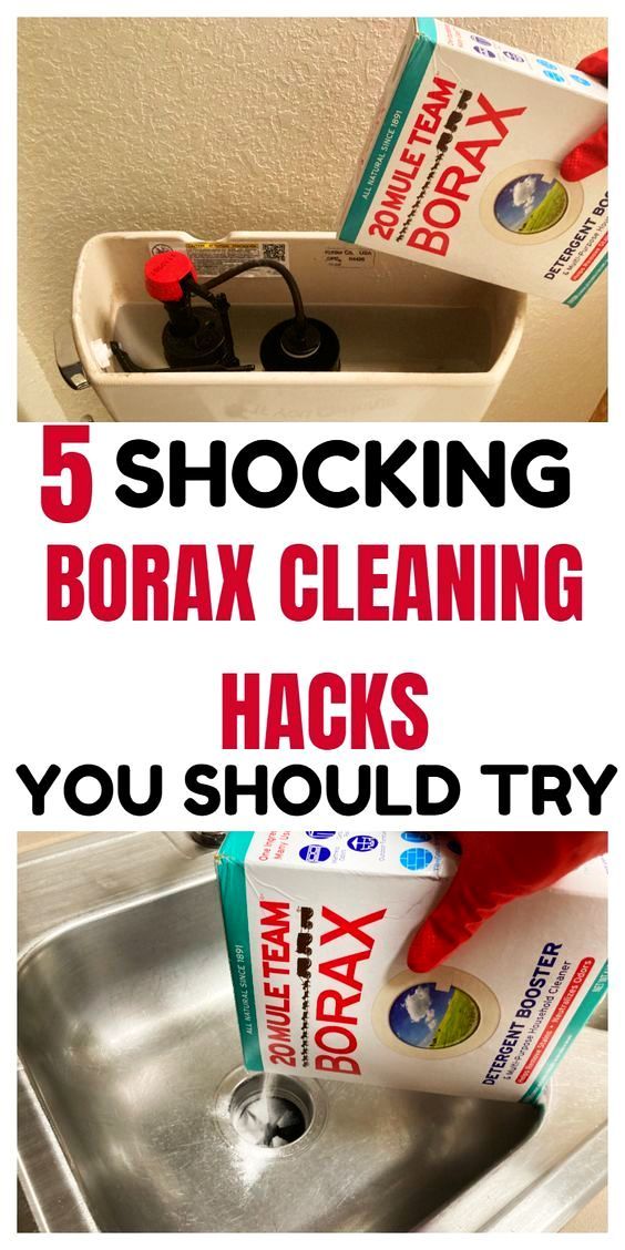 a sink with soap and toothpaste on it that says, 5 stocking borax cleaning hacks you should try