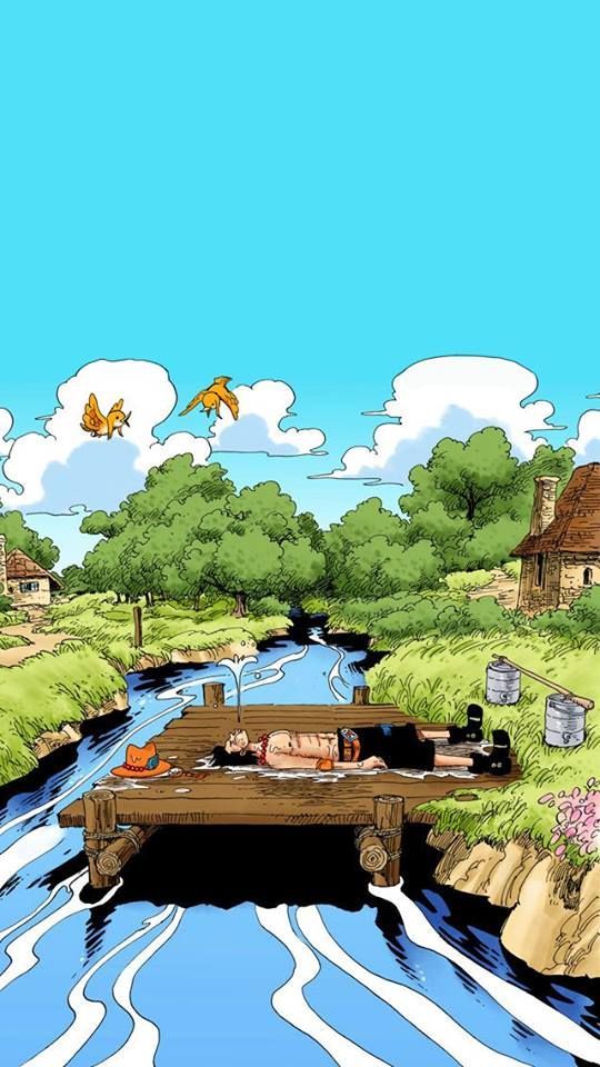 an image of a cartoon scene with a boat in the water and people floating on it