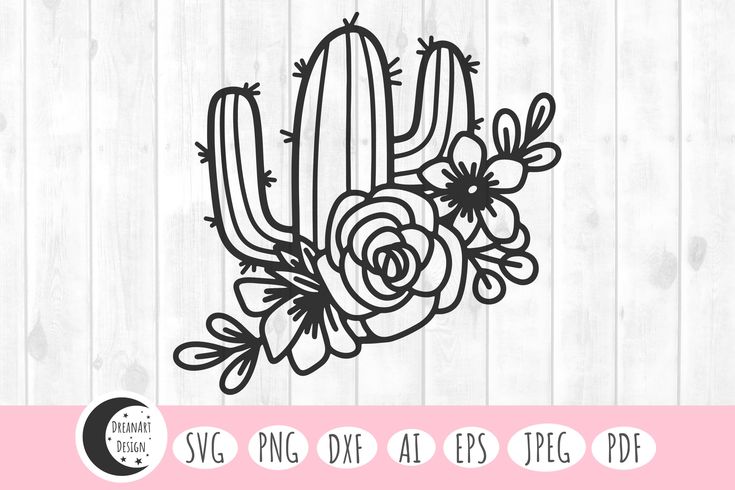 a cactus and flowers svg file