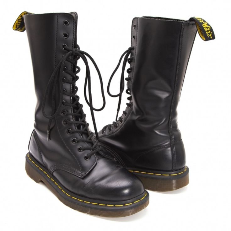 Dr. Martens 14 Eyelet Tall Boot Size 7 Long Doc Martens, Tall Doc Martens, Long Combat Boots, Shoes Dr Martens, Dr Martens Black, Tall Boot, Dr Martens Shoes, Martens Shoes, Doc Martens