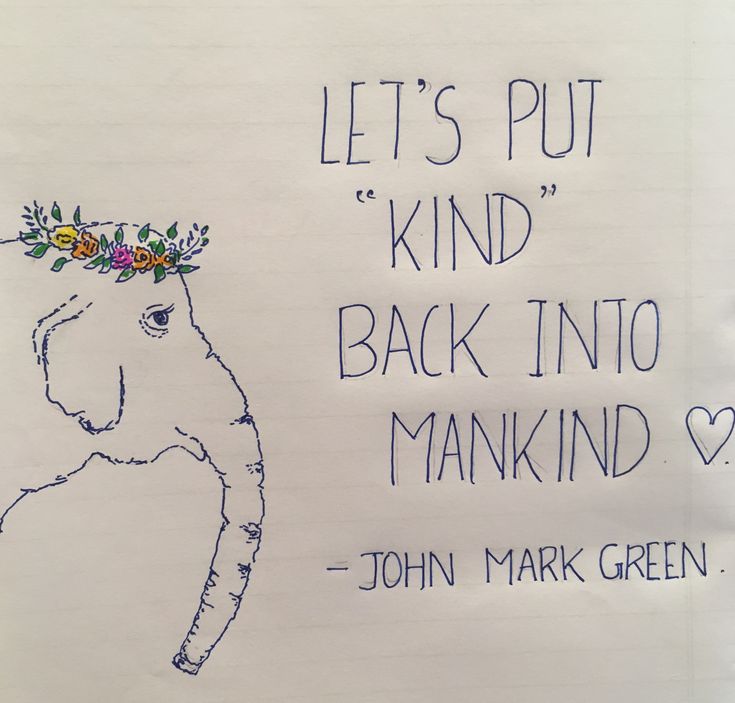 an elephant with a flower crown on its head and the words, let's put kind back into mankind