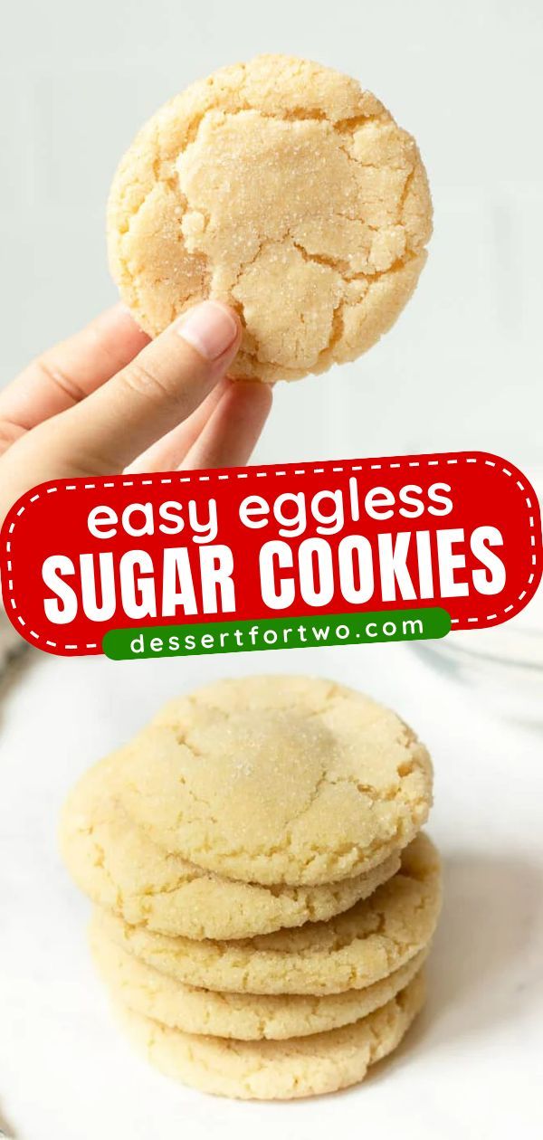 Satisfy your sweet treat craving with these egg-free Christmas cookies! Even the kids can help you make a small batch of these Eggless Sugar Cookies. So the next time you're out of eggs, try this holiday baking recipe! Eggless Easy Desserts, Egg Free Gluten Free Cookies, Sugar Cookie Without Egg, Sugar Cookie No Egg, Egg Free Cookies Christmas, Eggless Christmas Cookies Recipes, Easy Cookies No Egg, Easy Baking Recipes Without Eggs, Egg Substitute In Baking Cookies