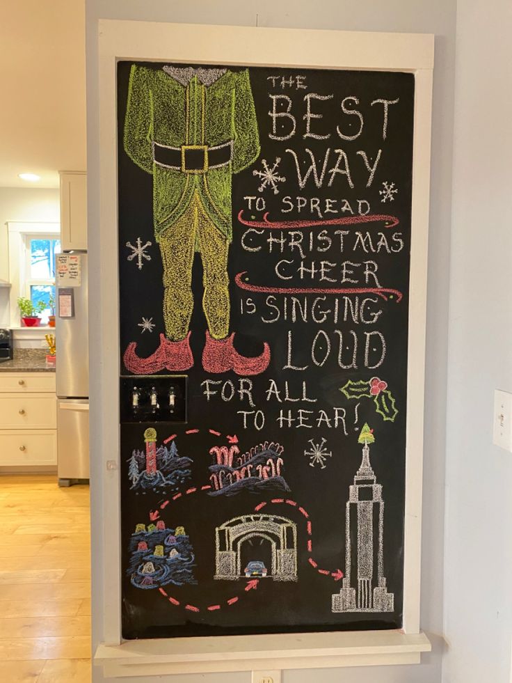 a chalk board with the words best way to spread christmas cheer is singing loud for all to hear