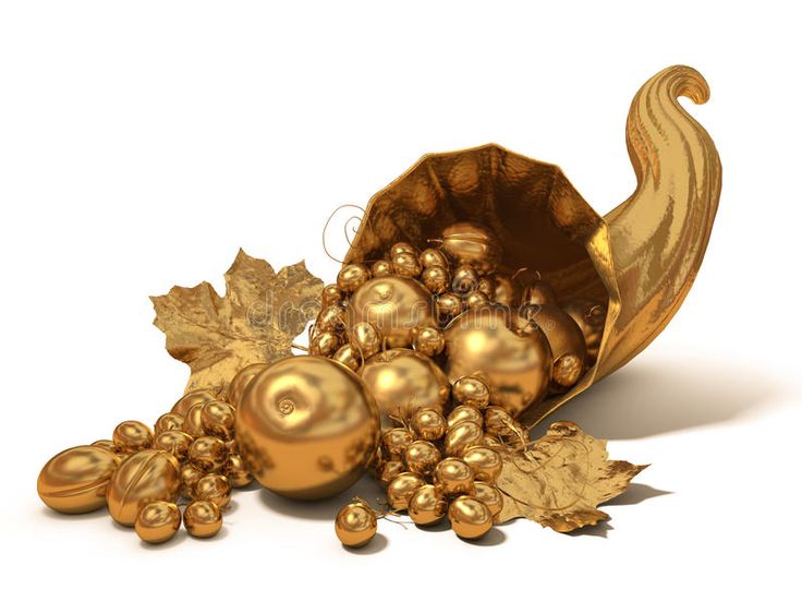 golden christmas balls and ornaments in a bowl on a white background with clippings