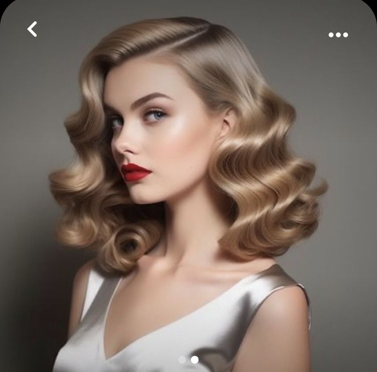 Vintage Waves Hair, Hollywood Glamour Hair, Hollywood Glam Hair, Old Hollywood Hair, Vintage Hairstyle, Hollywood Curls, Vintage Curls, Glamour Hair, Hollywood Hair