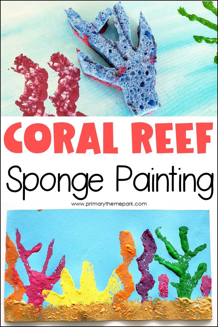 coral reef sponge painting for kids to make