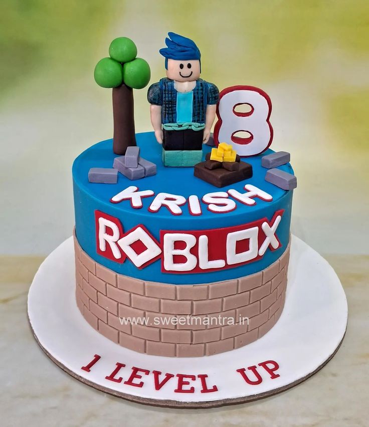 Roblox Cake Boys, Roblox Cake Design, Roblox Cakes, Roblox Birthday Cake, Roblox Theme, Cake Designs For Boy, 8th Birthday Cake, Roblox Cake, 10 Birthday Cake