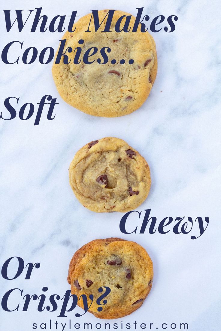 what makes cookies soft or crispy? chocolate chip cookies on a marble counter top