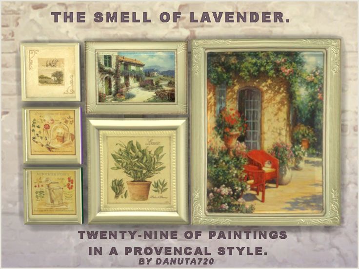 there is a poster with pictures on it that says, the smell of lavender twenty - nine paintings in a provenal style