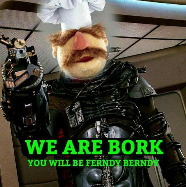 a man dressed as darth vader with a funny caption that reads, we are bork you will be fendy bernk