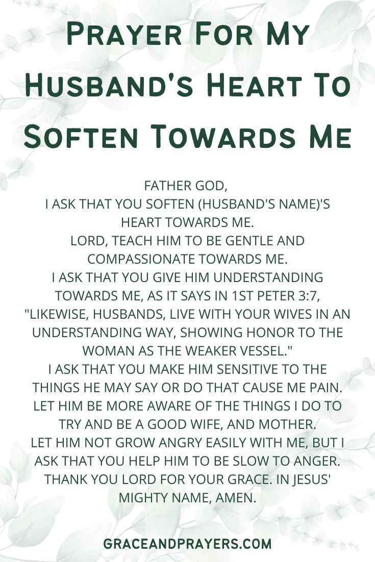 prayer for my husband's heart to soften towards me