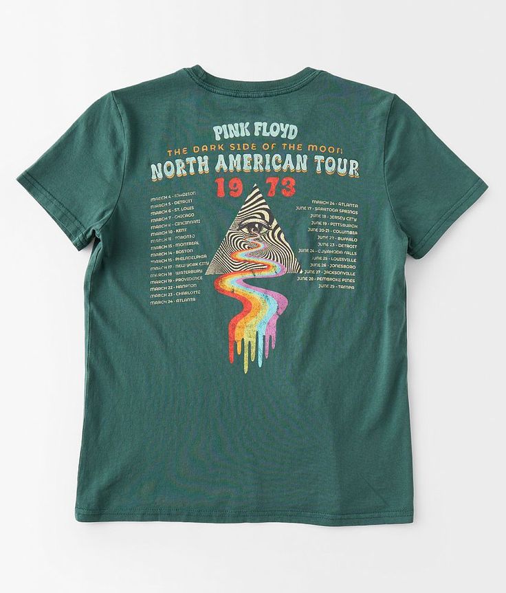 Girls - Pink Floyd Tour Band T-Shirt - Green Large Junebug Distressed graphic t-shirt Body length 21 on size medium Matching Mom & Me t-shirt. 100% Cotton. Machine wash cold with like colors. Only non-chlorine bleach. Tumble dry low. Low iron if needed. Do not iron decoration. Apparel & Accessories > Clothing > Shirts & Tops Multicolor Grunge T-shirt With Letter Print, Multicolor Letter Print Grunge T-shirt, Pop Culture Graphic Print T-shirt For Concert, Band Merch Graphic T-shirt For Music Festival, Cool Short Sleeve T-shirt With Graphic Print, Green Cotton Pop Culture T-shirt, Spring Concert T-shirt With Graphic Design, Cool Graphic Print Crew Neck T-shirt, Green Summer Concert Top