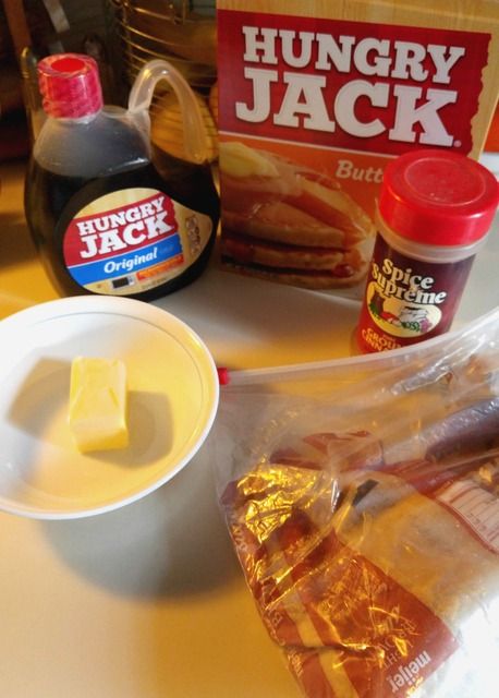 ingredients to make pancakes sitting on a table