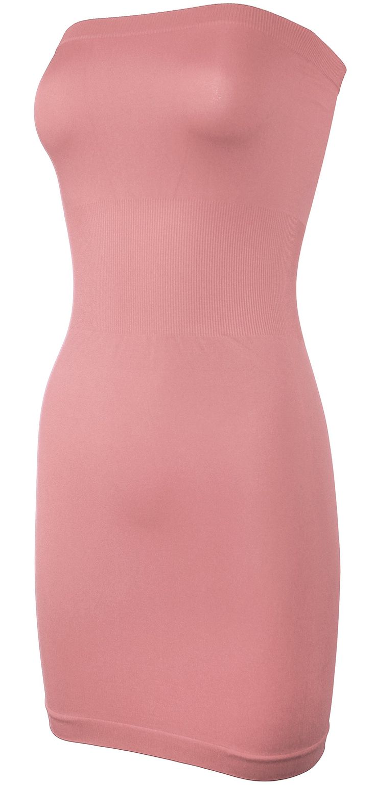 PRICES MAY VARY. Fitted mini tube dress Ribbed waistline and top One Size Fits Most - 24.5" long Seamless slip-on style Hand wash in cold water. Line dry. No bleach. This soft knit tube layering dress is perfect for smoothing and coverage under sheer pieces. Ribbing at top and waistline. This Solid Strapless Tube Slip Dress is composed of 92% Nylon 8% Spandex, and is comfortable, and fitted Pink Stretch Seamless Tube Top, Seamless Stretch Sleeveless Tube Top, Seamless Solid Color Bodycon Mini Dress, Stretch Seamless Sleeveless Tube Top, Pink Stretch Mini Length Tube Top, Pink Stretch Mini Tube Top, Stretch Sleeveless Tube Top With Seamless Construction, Pink Stretch Mini-length Tube Top, Solid Strapless Seamless Tank Top