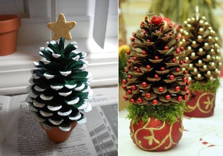 three different types of pine cones are shown in this composite image and the same one is made out of clay