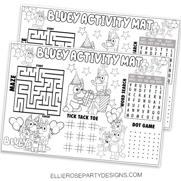 15 Free Bluey Birthday Decorations | Cute Touch To Your Party Bluey Birthday Coloring Pages Free, Free Printable Birthday Decorations, Bluey Printable Activities, Free Bluey Birthday Printables, Kids Party Activity Ideas, Bluey Party Printable, Bluey Games For Birthday Party, Bluey Keepy Uppy Printable, Bluey Worksheet