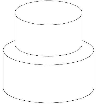 a three tiered cake is shown in black and white, with the top layer outlined