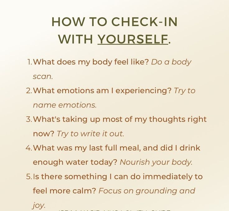 a poster with the words how to check - in with yourself on it and what does my body feel like?