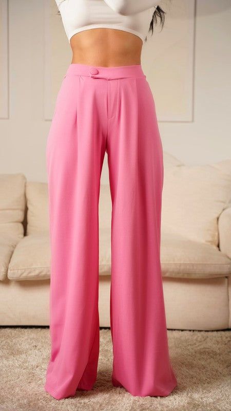 Make a statement in these pink asymmetrical high-waisted trouser pants. These modern-style dress pants feature an asymmetrical cut for a unique look. Crafted from high quality material, these pants are designed to offer both comfort and style. Elevate any outfit with these distinctive trousers. Fabric & fit: 96% POLYESTER 4% SPANDEX Model is wearing size Small. Asymmetrical Cut, Pants Large, High Waisted Trousers, Trouser Pants, Style Dress, Dress Pants, Modern Style, Trousers, High Waisted