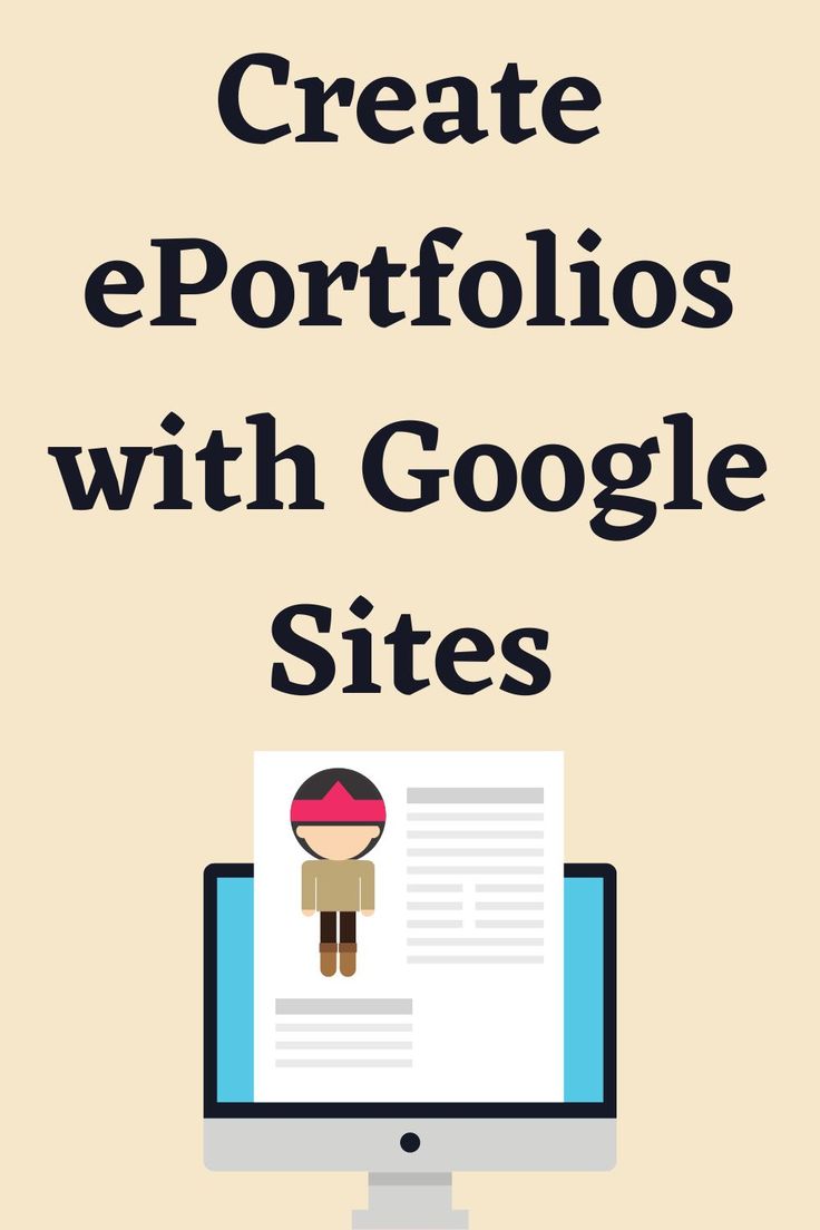 a computer screen with the words create e - portfolios with google sites on it