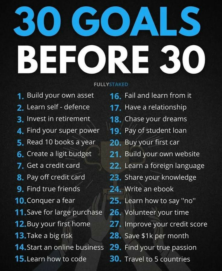 a poster with the words 30 goals before 30