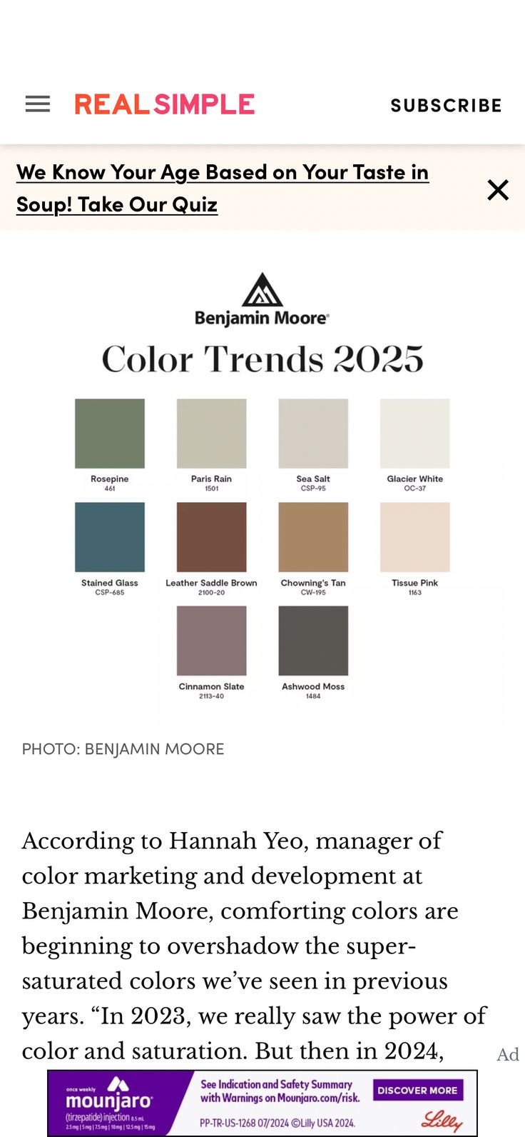 an advertisement for the color trend is shown in this advertizer's website