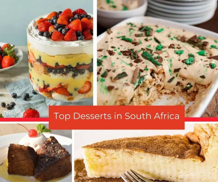 desserts in south africa with the words top desserts in south africa above them