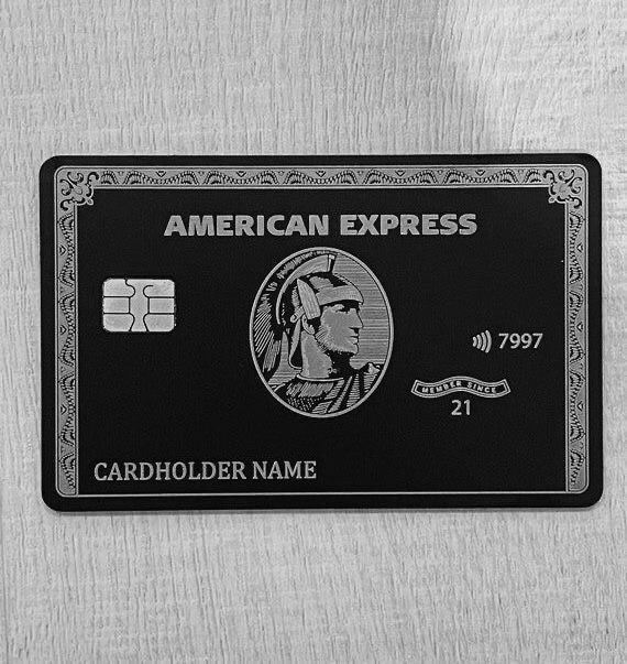 an american express credit card with the name and image on it's front side