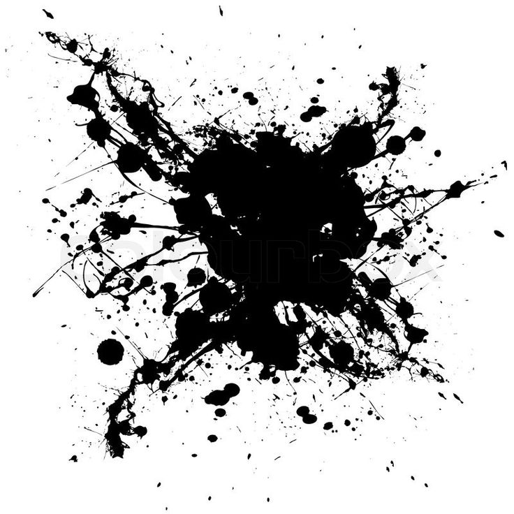 black ink splattered on white background