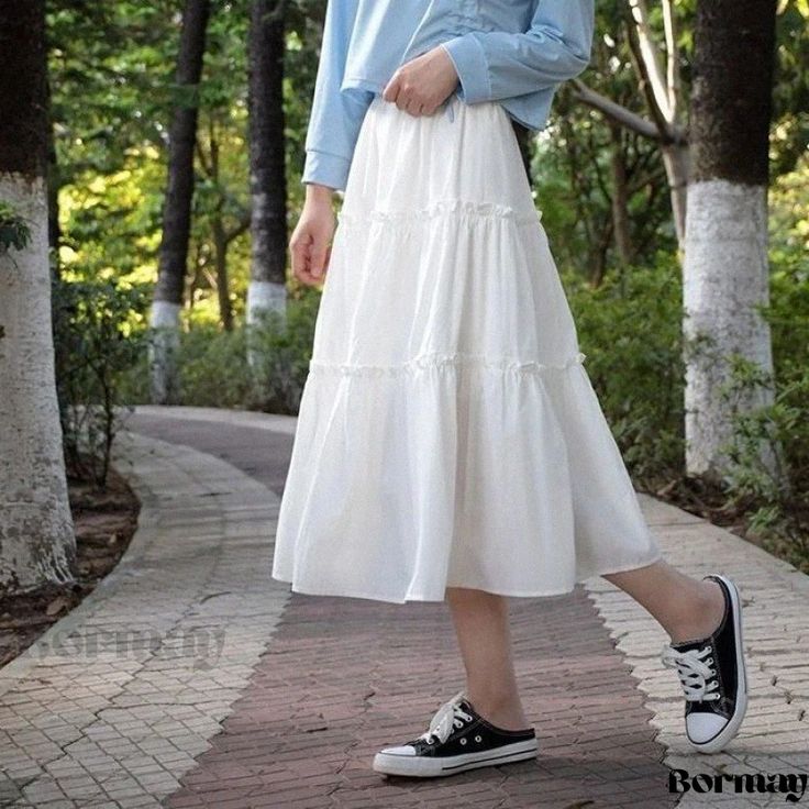 Long-Sleeved White Wrap-Around Skirt Cake Dress, White Maxi Skirts, Dress Stretch, Dress Cake, Wrap Around Skirt, Floor Length Skirt, White Maxi, Long Sleeve Maxi, Fitted Skirt