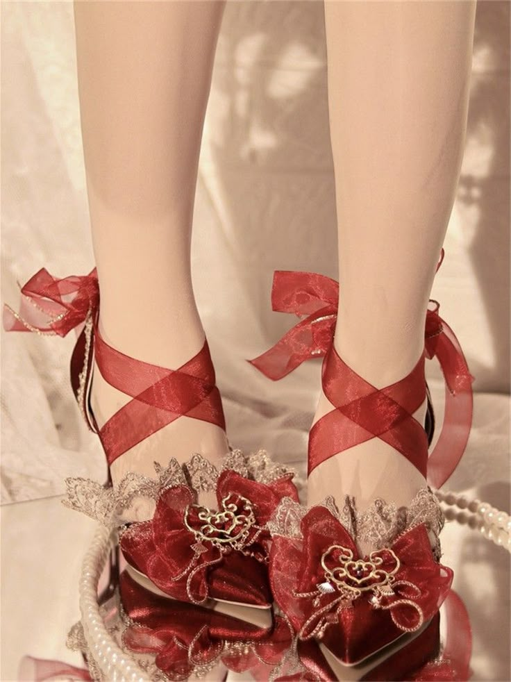 Red Princess Shoes, Red Princess Aesthetic, Red Platform Heels, Red Princess, Fairy Shoes, Heels Aesthetic, Dr Shoes, Kawaii Shoes, Princess Shoes