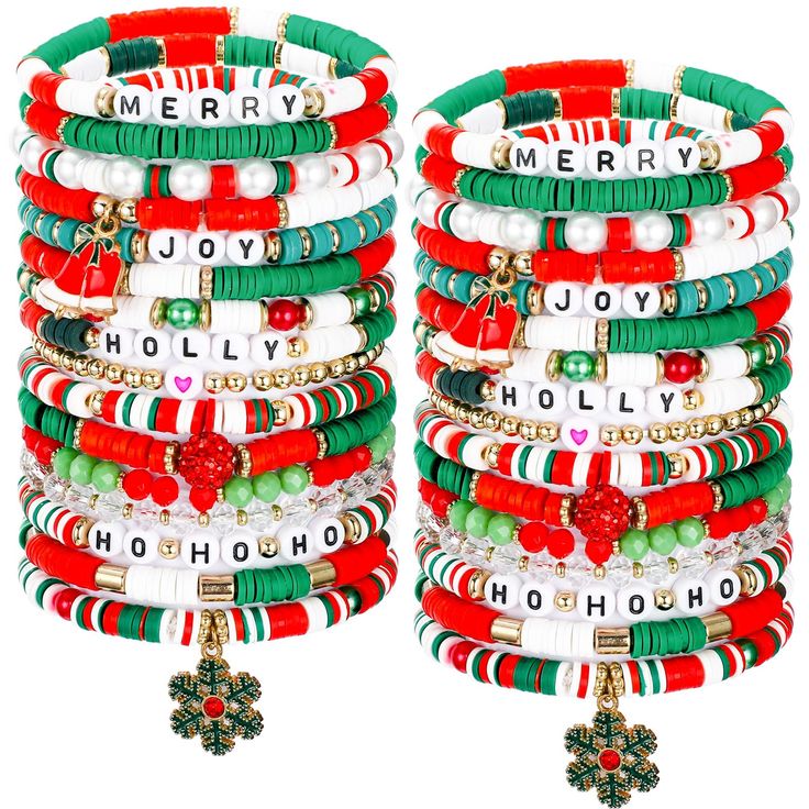 PRICES MAY VARY. Package Includes: the beaded bracelet set is an ideal festive accessory; There are 32 pieces of bracelets with 16 different designs, 16 in a set, a total of 2 sets, ample quantity to meet your daily needs, or you can share with your friends Quality Material: our colorful beaded bracelets are made of quality vinyl and consist of polymer clay beads, reliable and sturdy, lightweight and comfortable to wear; Each measures appprox. 6.77 inches/ 17.2 cm, fits for most people's wrists, Clay Bead Bracelet Ideas School Colors, Beads For Making Bracelets, Trending Bracelet Designs, Fall Inspired Clay Bead Bracelets, Fall Heishi Bead Bracelets, Clay Bead Bracelets Ideas Fall, Bracelet Ideas For Christmas, Disney Inspired Clay Bead Bracelet, Clay Bracelet Ideas Christmas