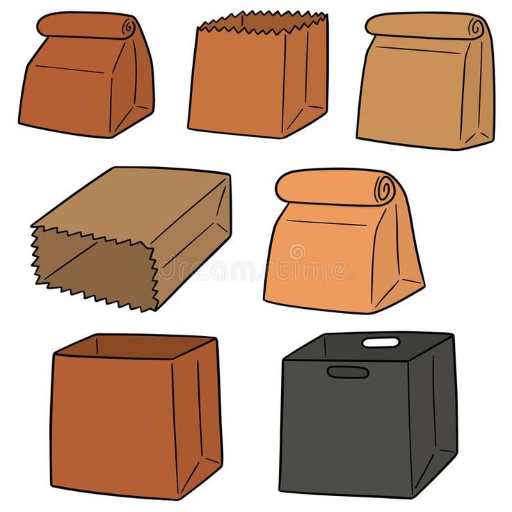 different types of paper bags on white background royalty illustration