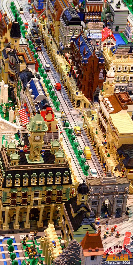 a lego model of a city with lots of buildings