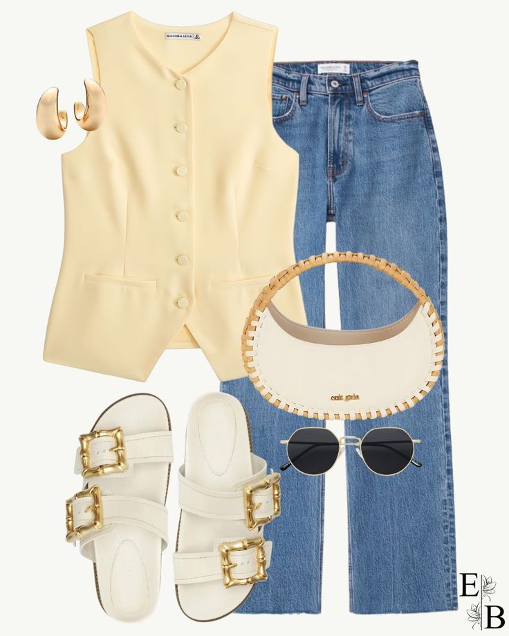 Styled this beautiful yellow waistcoat for an easy put together look 🤍 🛒Product brands listed below. Make sure to follow @ebs_moods and save this post for future shopping 🫶🏼 Waistcoat: @abercrombie Jeans: @abercrombie Sandals: @schutz Handbag: @cultgaia ✨Wear or Tear?👇 #shein #fashion #fashionaddict #fashionblog #fashionblogger #fashiondiaries #fashionstyle #styiling #Styleblog #styleblogger #stylediaries #styleinspo #styleoftheday #blogger #bloggers #ootd #ootdbloggers #ootdmagazine #out... Homemade Vitamin C Serum, Yellow Waistcoat, Glass Skin Makeup, Vitamin C For Face, Outfit Konser, Vitamin C Serum Benefits, Light Blue Jeans Outfit, Vitamin C Face Mask, Vitamin C Oil