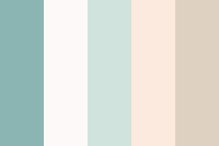 the color palette is pale blue, beige and white with some light green on it