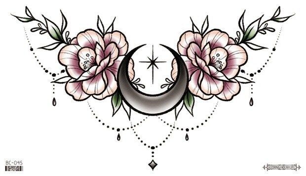 a crescent with flowers on it and the moon in the middle is surrounded by diamonds