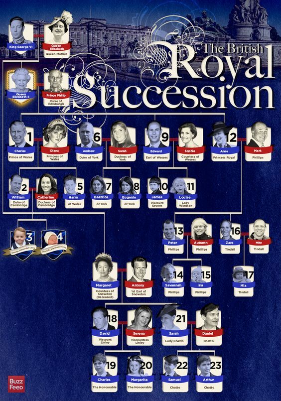 the royal succession is shown in this blue poster