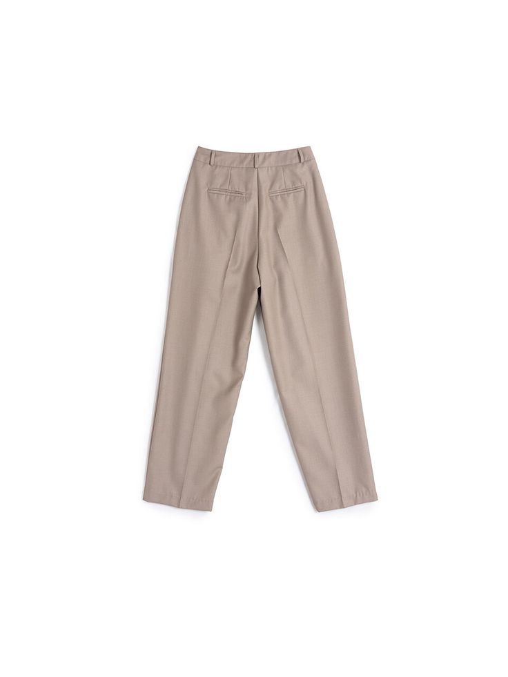 Editor's NotesThese pants have a high rise, standard fit with double pintuck detail through the front. They have structured silhouette with tapered hem that add to the chic and modern mood. - High rise- Standard fit- Ankle length- Tapered hem- Double pintuck details through front- Hook and button closureMeasurements(in.)Size (S/M)- Length: 39.17 in / 39.17 in - Waist: 13.78 in / 14.37 in - Hip: 18.70 in / 19.29 in - Thigh: 12.60 in / 13.19 in - Rise: 12.60 in / 12.60 in - Hem: 7.87 in / 8.27 in * Model info: Height 5' 5, wearing Size S Composition & Care- 65% Polyester, 35% Rayon - Dry Cleaning or Hand Wash Designer- by 320SHOWROOM High-waist Bottoms With Pressed Crease For Spring, High Waist Bottoms With Pressed Crease For Spring, Beige Tapered Leg Dress Pants With Welt Pockets, Beige Tapered Dress Pants With Welt Pockets, Tapered Leg Neutral Bottoms For Formal Occasion, Classic Neutral Pants With Belt Loops, Formal Neutral Tapered Leg Bottoms, Beige Tapered Leg Bottoms For Work, Neutral Tapered Leg Pants For Formal Occasions