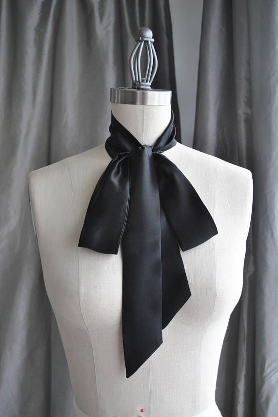 NEW  Black Silk Charmeuse Unique neck tie/Silk Tie Bow/Black bow tie/Bow scarf/Bow choker/Bow back/Neck wrap/Bow waist/Bow belt Women Bow Tie Outfit, Womens Neck Tie, Narrow Scarf, Bow Choker, Black Silk Scarf, Scarf Bow, Head Scarf Tying, Bow Scarf, Silk Neck Scarf